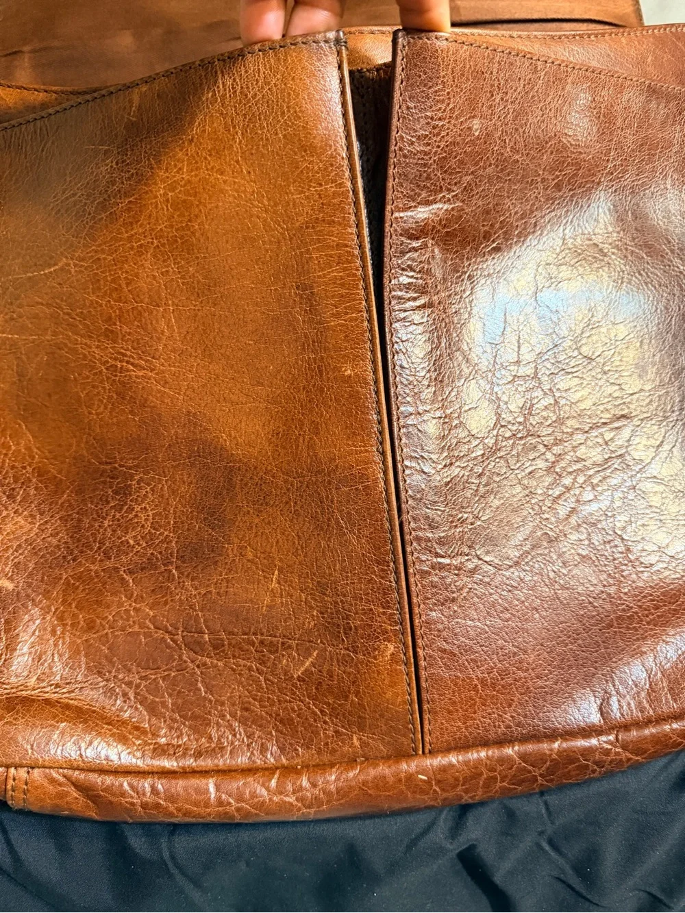 Mancini Leather Messenger Bag in Chestnut Brown - Classic